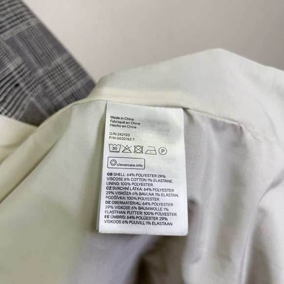 H&M Double-Breasted Black And White Career Long Line Plaid Blazer - Picture 11 of 15